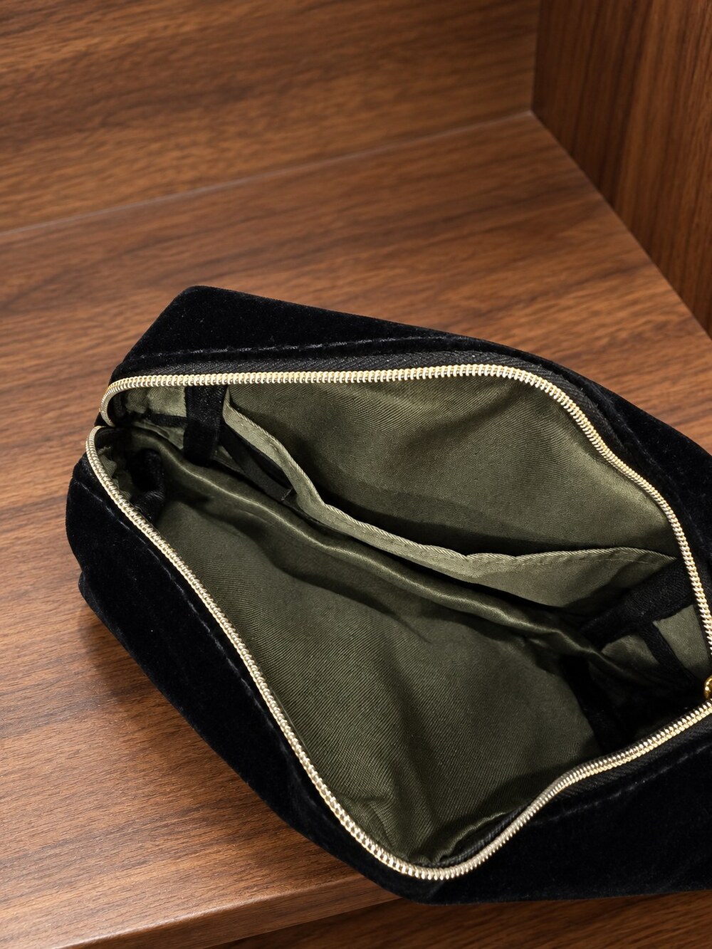 Yves Saint Laurent Black Velvet Makeup Bag | Plush Velvet Finish - Picture 4 of 6